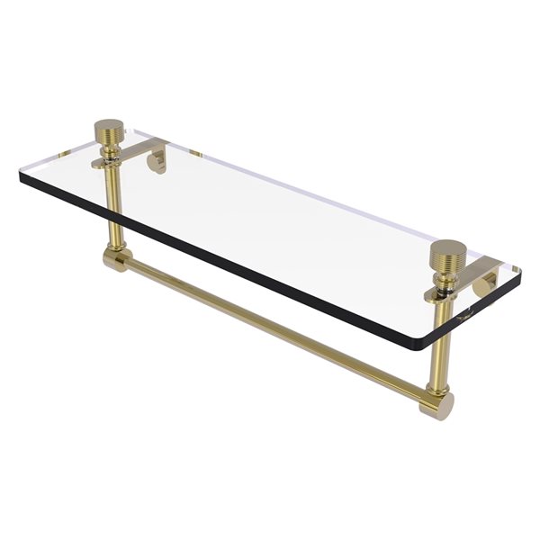 Allied Brass Foxtrot Unlacquered Brass Glass Wall Mount Bathroom Shelf ...