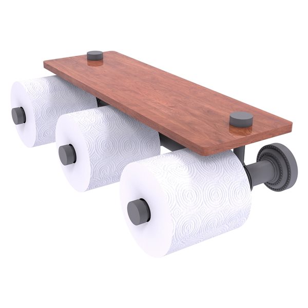 Allied Brass Dottingham Matte Gray Wall Mount 3-Roll Toilet Paper Holder