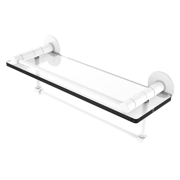 Allied Brass Fresno Matte White Glass Wall Mount Bathroom Shelf RONA