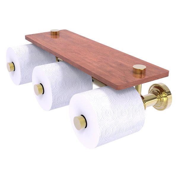 Allied Brass Dottingham Unlacquered Brass Wall Mount 3-Roll Toilet Paper  Holder