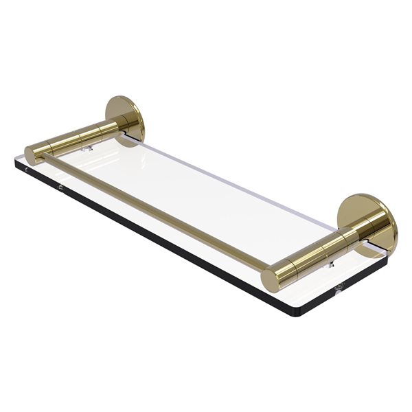 Allied Brass Fresno Unlacquered Brass Glass Bathroom Shelf with Vanity