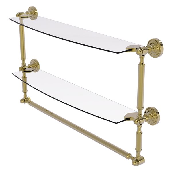 Allied Brass Dottingham Glass Wall Mount Bathroom Shelf - Unlacquered Brass