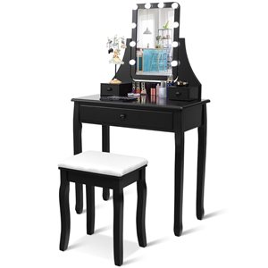 Costway Black 16-in Makeup Vanity - Mirror and Stool Included