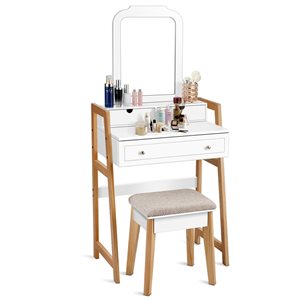 Costway 16-in White Makeup Vanity (Stool and Mirror Included)