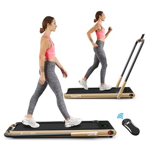 Costway SuperFit 2.25-HP Yellow 2 in 1 Foldable Treadmill with Remote Control