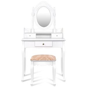 Costway 15.8-in White Makeup Vanity (Mirror and Stool Included)