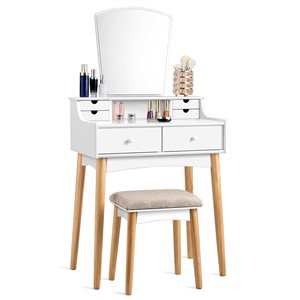 Costway 16-in White Makeup Vanity with Stool and Mirror