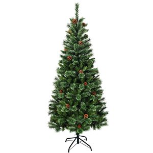 Costway 7-ft Full Green Artificial Christmas Tree with Pine Cones