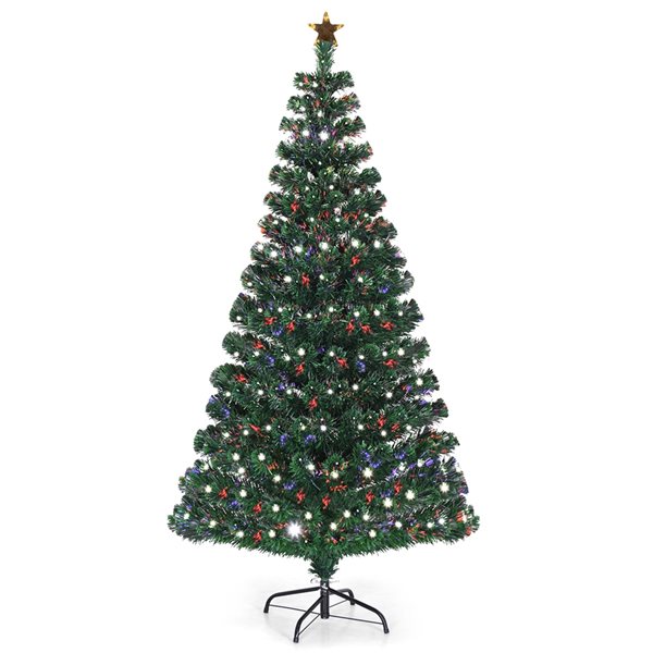 Costway 5-ft Pre-Lit Full Green Artificial Christmas Tree with 180 Constant Warm White LED Lights