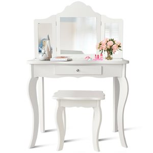 Costway 14-in White Makeup Vanity (Mirror and Stool Included)