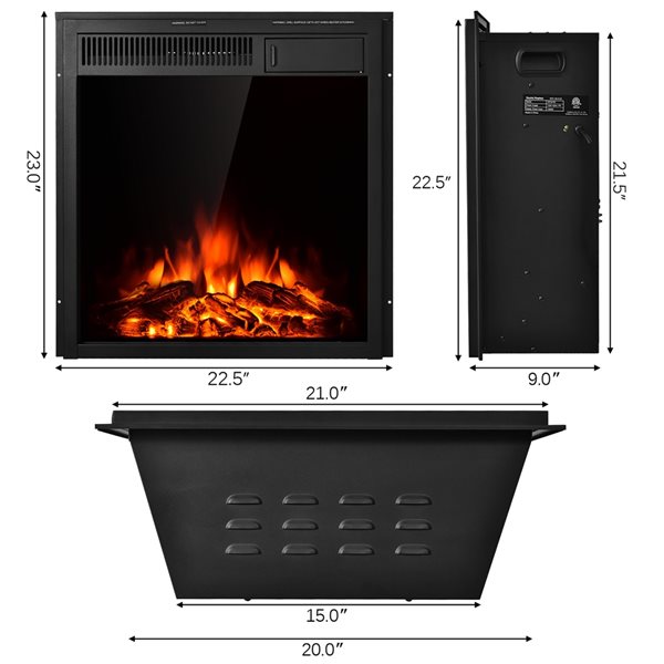 Costway 23-in Black Electric Fireplace Insert