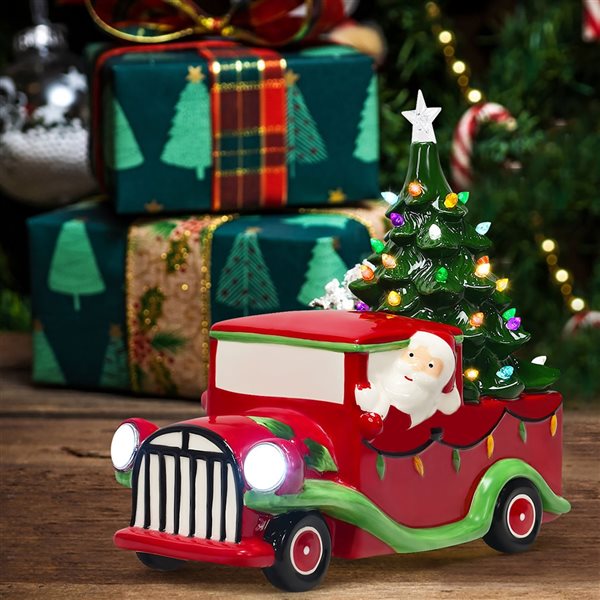 Costway Lighted Red Car Christmas Table Decoration