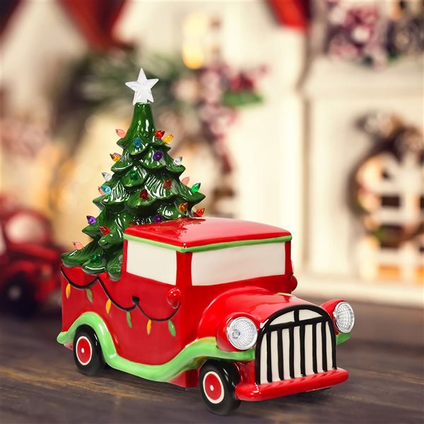 Costway Lighted Red Car Christmas Table Decoration