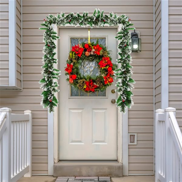 Costway Indoor/Outdoor Pre-Lit 9-ft Ornament Garland with White LED
