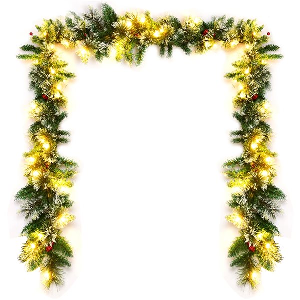 Costway Indoor/Outdoor Pre-Lit 9-ft Ornament Garland with White LED