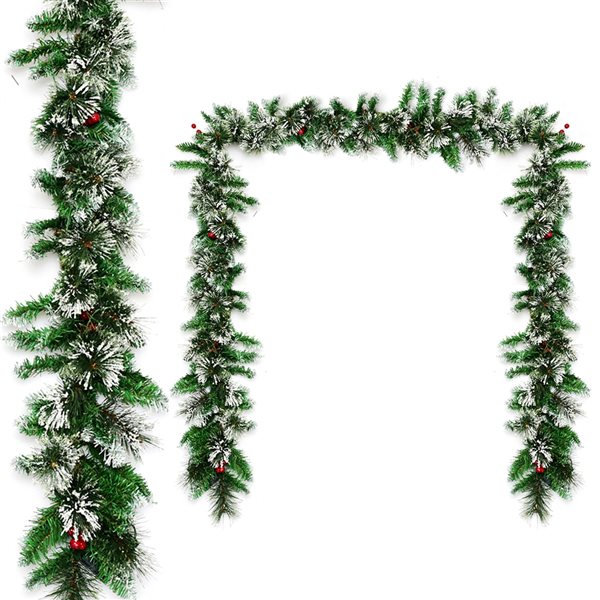 Costway Indoor/Outdoor Pre-Lit 9-ft Ornament Garland with White LED