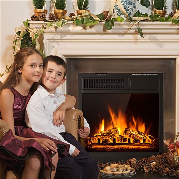 Costway 18.5-in Black Electric Fireplace Insert