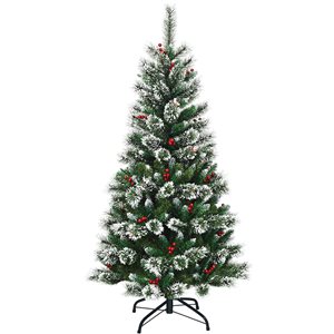 Costway 5-ft Full Flocked Green Artificial Christmas Tree