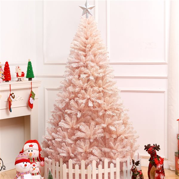 Costway 7-ft Full Pink Artificial Christmas Tree