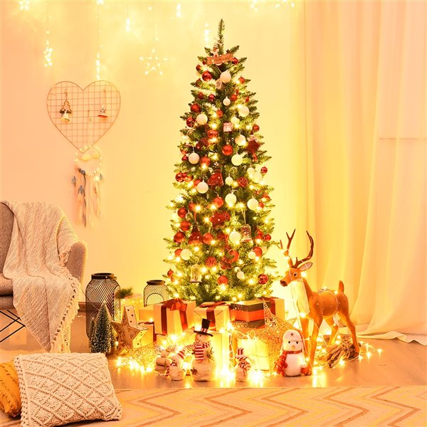 Costway 6-ft Slim Green Artificial Christmas Tree