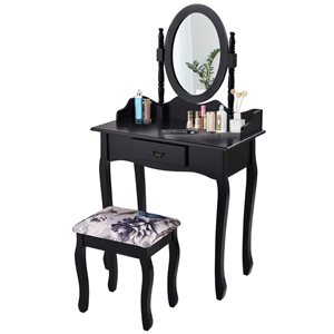 Costway Black 16-in Makeup Vanity (Mirror and Stool Included)
