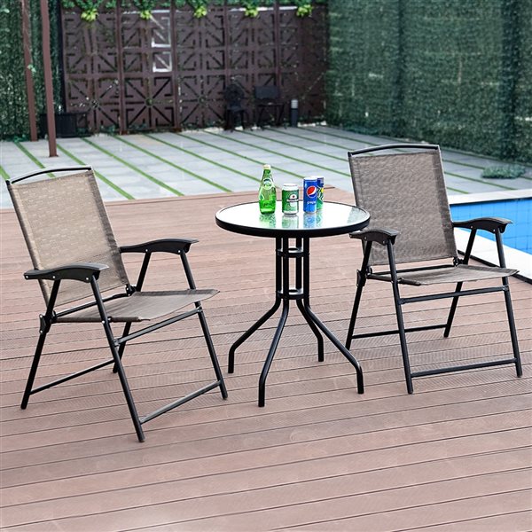 Costway Metal Frame Patio Conversation Set - 3-Piece