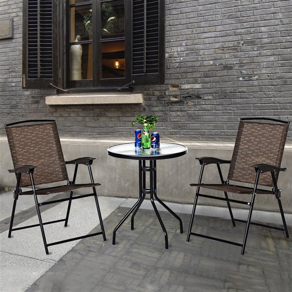 Costway Metal Frame Patio Conversation Set - 3-Piece