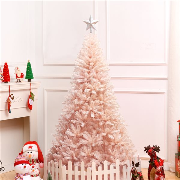 Costway 6-ft Fir Full Pink Artificial Christmas Tree