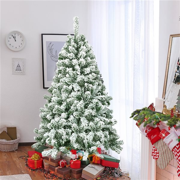 Costway 4.5-ft Full Flocked Green Artificial Christmas Tree