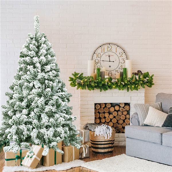 Costway 4.5-ft Full Flocked Green Artificial Christmas Tree