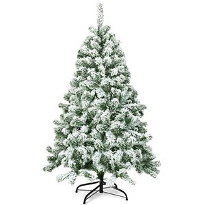 Costway 4.5-ft Full Flocked Green Artificial Christmas Tree