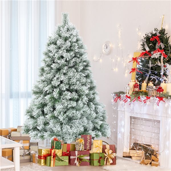 Costway 6-ft Full Green Artificial Snowy Christmas Tree