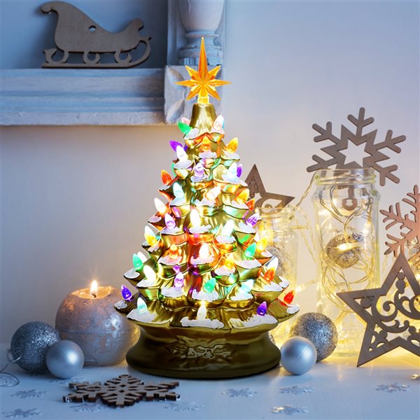 Costway Lighted Gold Christmas Tree Table Decoration CM22111 RONA