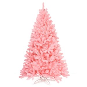 Costway 6-ft Full Pink Artificial Christmas Tree