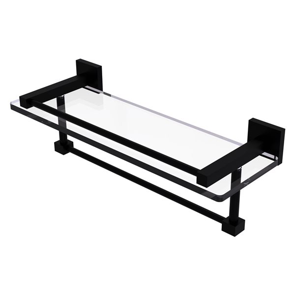 Allied Brass Montero Wall Mount 1Tier Matte Black and Glass Bathroom