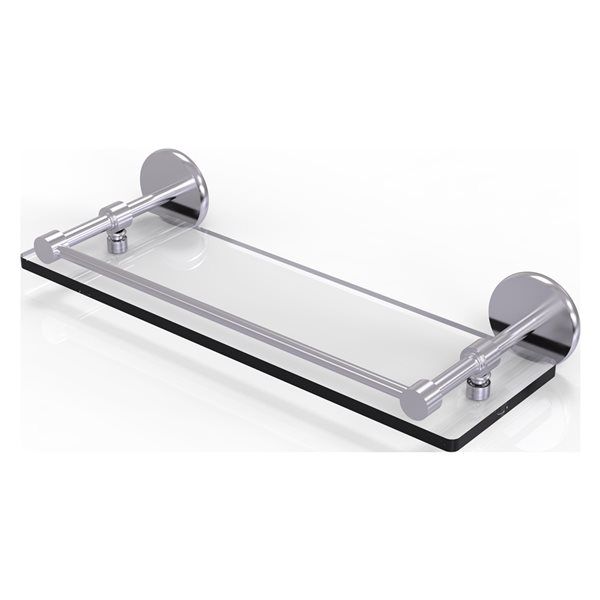 Allied Brass Prestige Skyline Satin Chrome 1-Tier 16-in Wall Mount Glass Bathroom Shelf