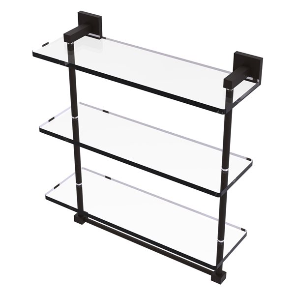 Allied Brass Montero Oil-Rubbed Bronze 3-Tier 16-in Wall Mount Glass Bathroom Shelf