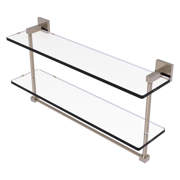 Allied Brass Montero Antique Pewter 2-Tier 22-in Wall Mount Glass Bathroom Shelf