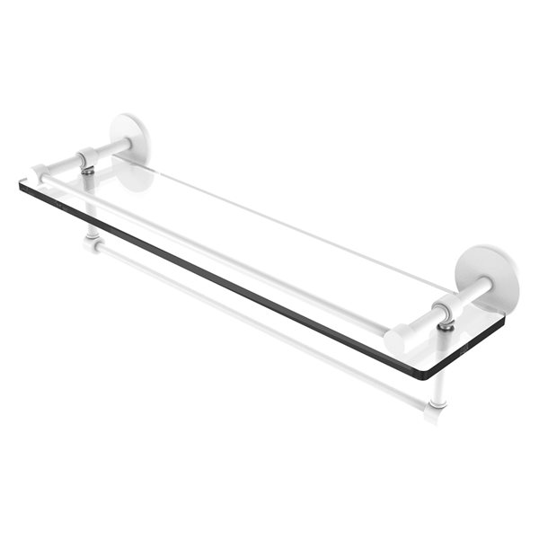Allied Brass Prestige Skyline Matte White 22-in Glass Wall Mount Bathroom Shelf
