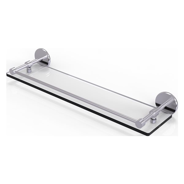 Allied Brass Prestige Skyline Satin Chrome 1-Tier 22-in Wall Mount Glass Bathroom Shelf