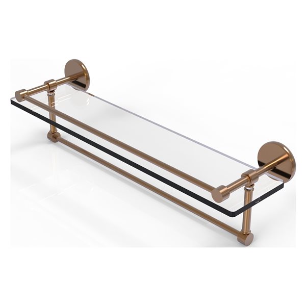 Allied Brass Prestige Skyline Brushed Bronze 22-in Glass Wall Mount Bathroom Shelf