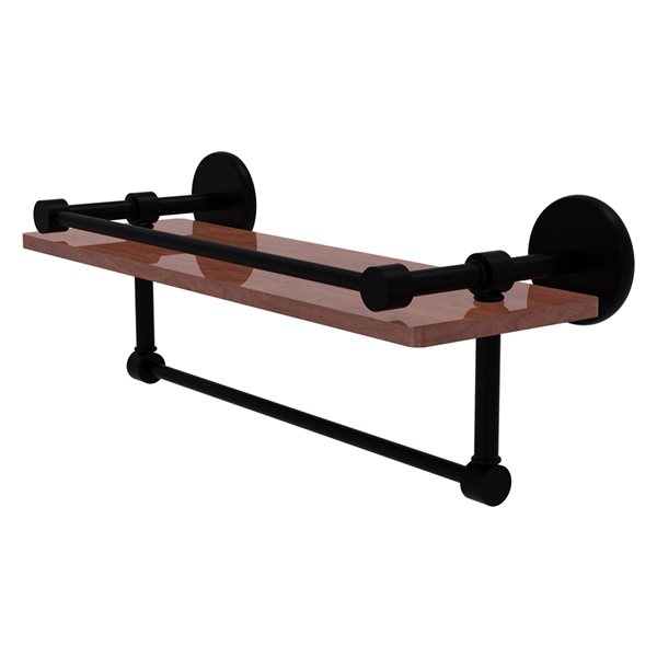 Allied Brass Prestige Skyline Matte Black 16-in Wood Wall Mount Bathroom Shelf