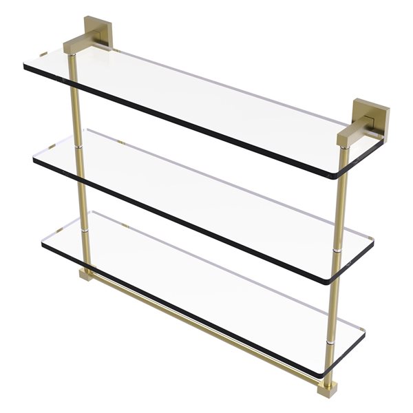 Allied Brass Montero Satin Brass 3-Tier 22-in Wall Mount Glass Bathroom Shelf