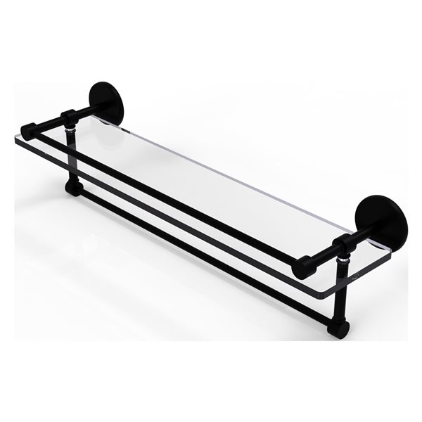 Allied Brass Prestige Skyline Matte Black 22-in Glass Wall Mount Bathroom Shelf