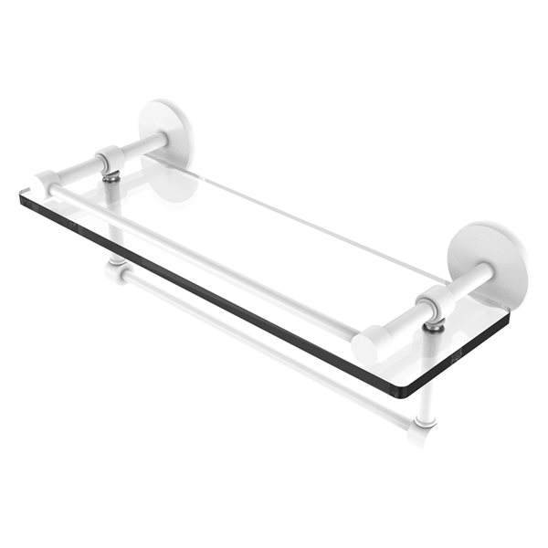 Allied Brass Prestige Skyline Matte White 16-in Glass Wall Mount Bathroom Shelf