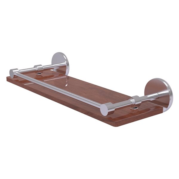 Allied Brass Prestige Skyline Satin Chrome 1-Tier 16-in Wood Wall Mount Bathroom Shelf
