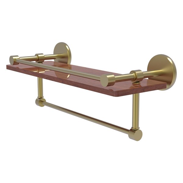Allied Brass Prestige Skyline Satin Brass 16-in Wood Wall Mount Bathroom Shelf
