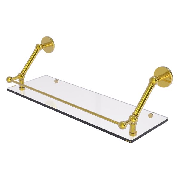 Allied Brass Prestige Skyline Polished Brass 1-Tier 24-in Glass Wall Mount Bathroom Shelf