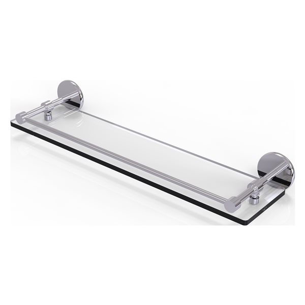 Allied Brass Prestige Skyline Polished Chrome 1-Tier 22-in Wall Mount Glass Bathroom Shelf