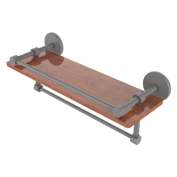 Allied Brass Prestige Skyline Matte Grey 16-in Wood Wall Mount Bathroom Shelf
